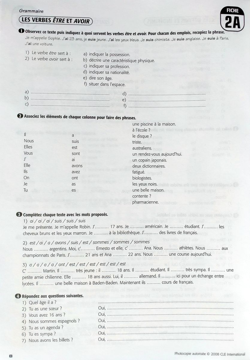 Tout va bien! 1 Fichier complementaire de grammaire et de communication