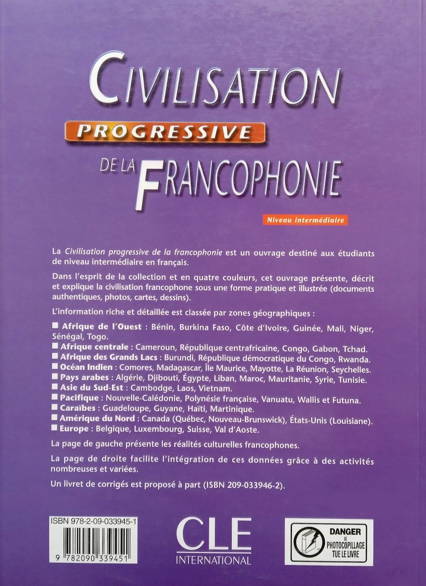 Civilisation Progressive de la Francophonie Intermediaire Livre