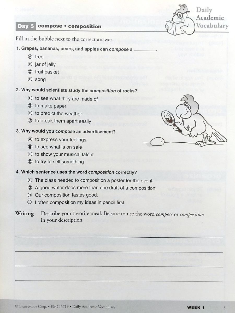 Daily Academic Vocabulary Grade 4 Student Workbook