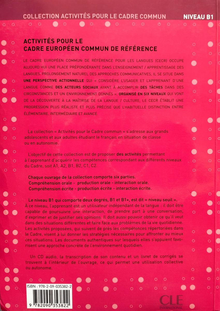Activites pour le Cadre Commun Niveau B1 Livre de l'eleve + CD