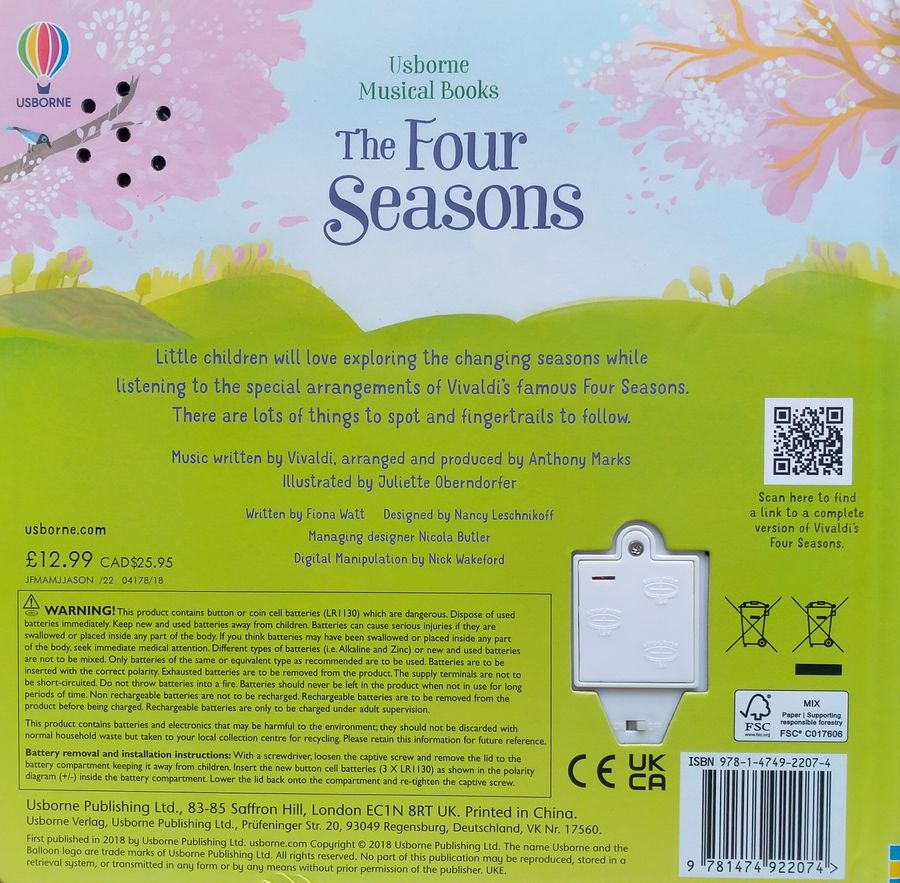 Usborne Musical Books The Four Seasons with music by Vivaldi