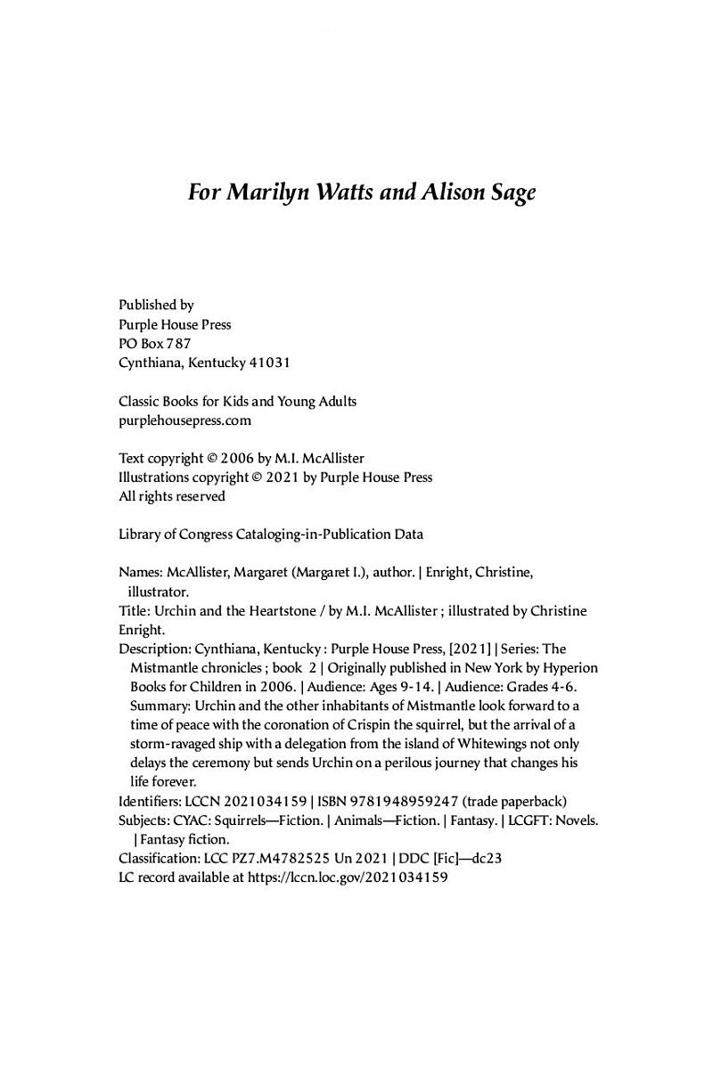 Mistmantle Chronicles 2 Urchin and the Heartstone Paperback