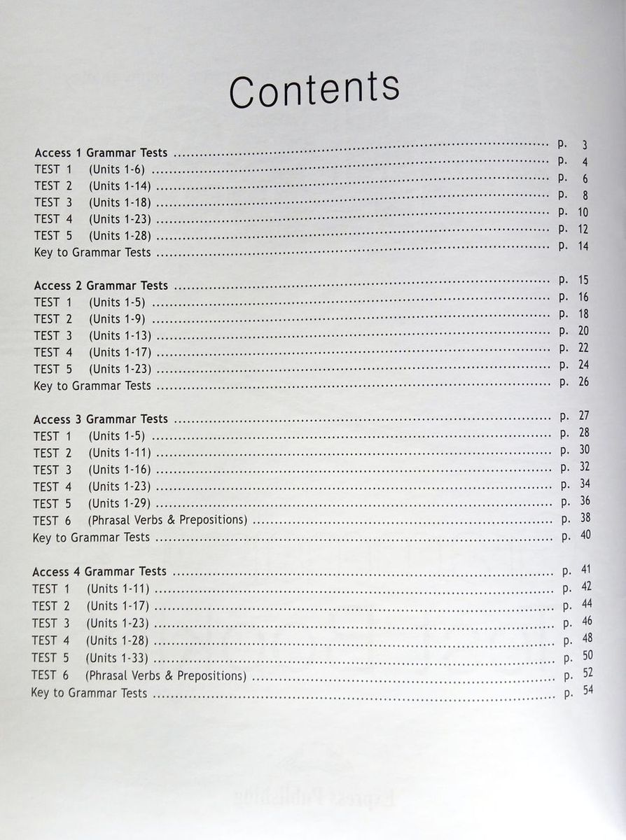 Access 1-4 Grammar Test Booklet