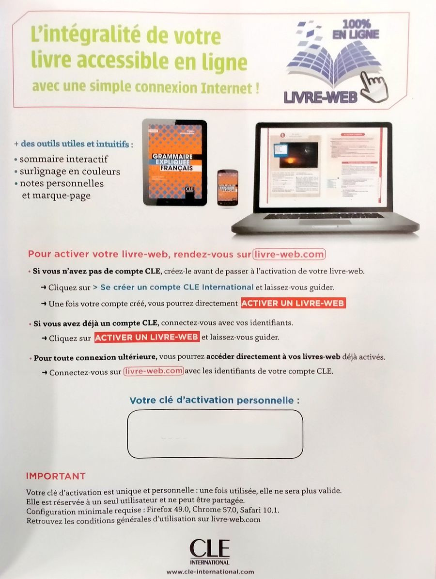 Grammaire expliquee du francais 2eme edition Intermediaire B1-B2 Livre