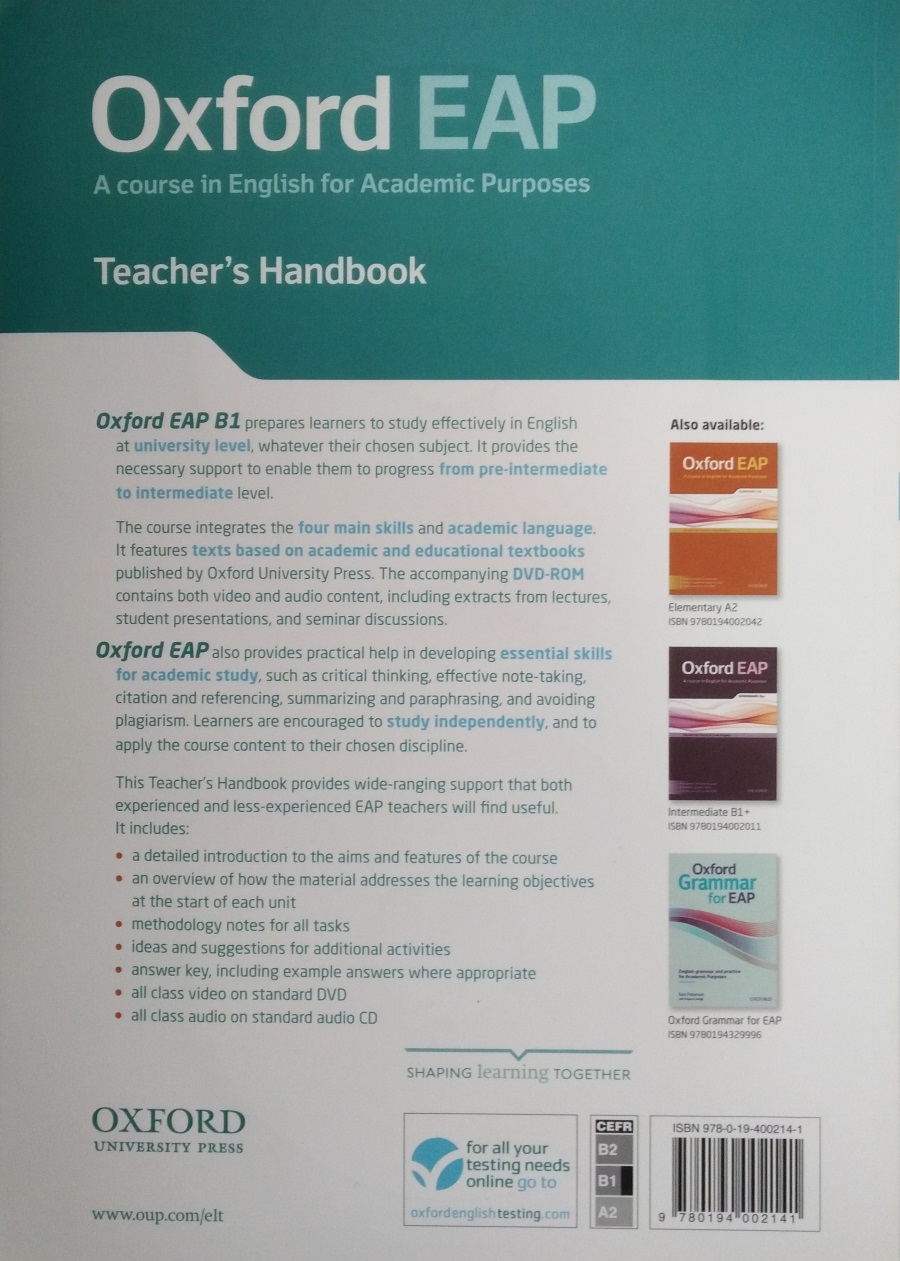Oxford EAP B1 Teacher's Book with DVD and Audio CD Pack