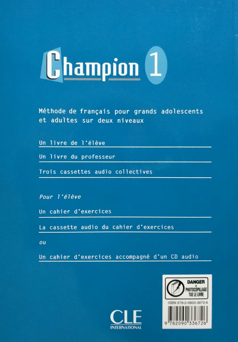 Champion 1 nouvelle edition Cahier d'exercices + CD audio