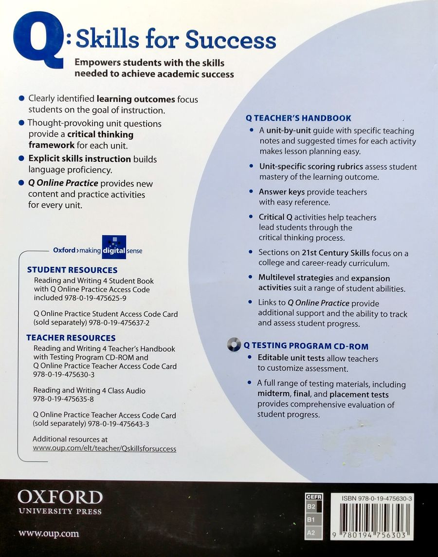 Q Skills for Success Reading and Writing 4 Teacher's Book Pack