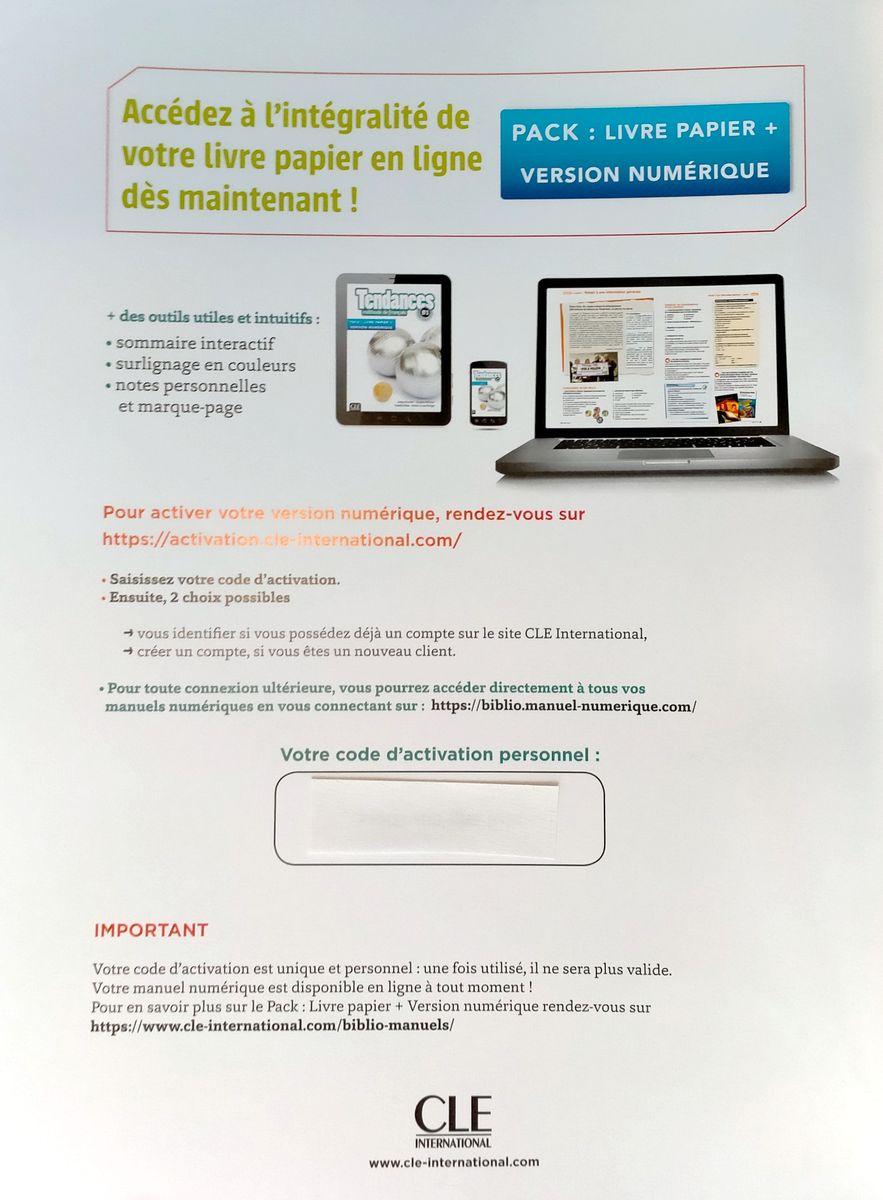 Tendances B1 Livre de l'eleve + Version numerique