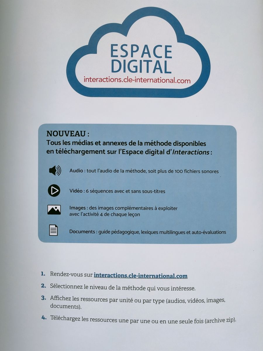 Interactions 2eme edition 1 A1.1 Livre de l’eleve + Audio telechargeable en ligne