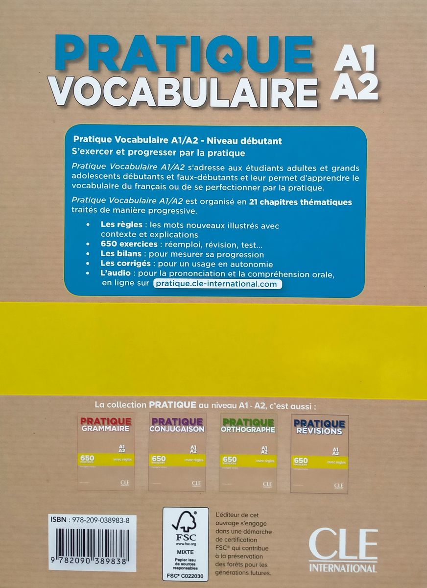 Pratique Vocabulaire A1-A2 650 Exercices Livre + Corriges + Audio En ...