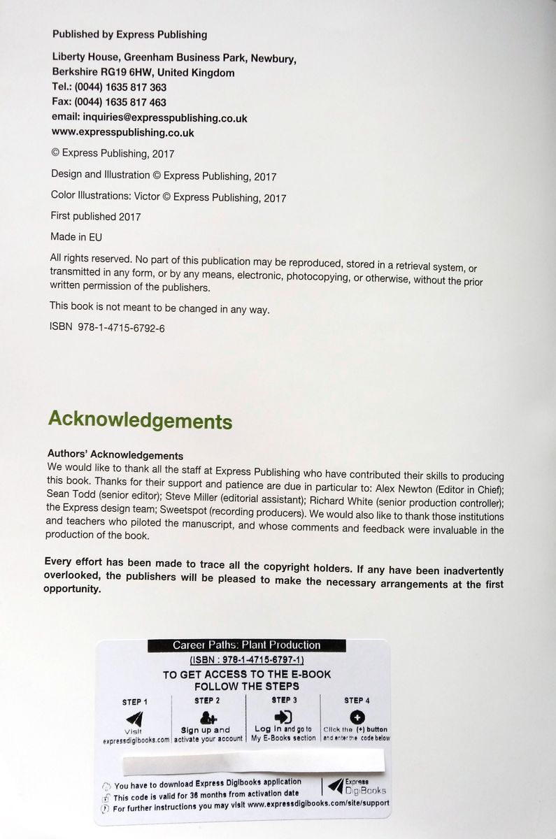 Career Paths Plant Production Student's Book with Digibook