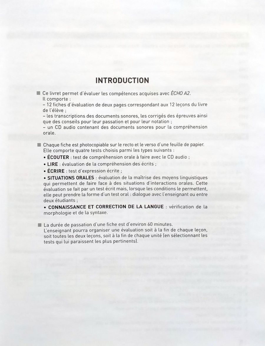 Echo Novelle edition A2 Fichier d'evaluation photocopiable + CD Audio