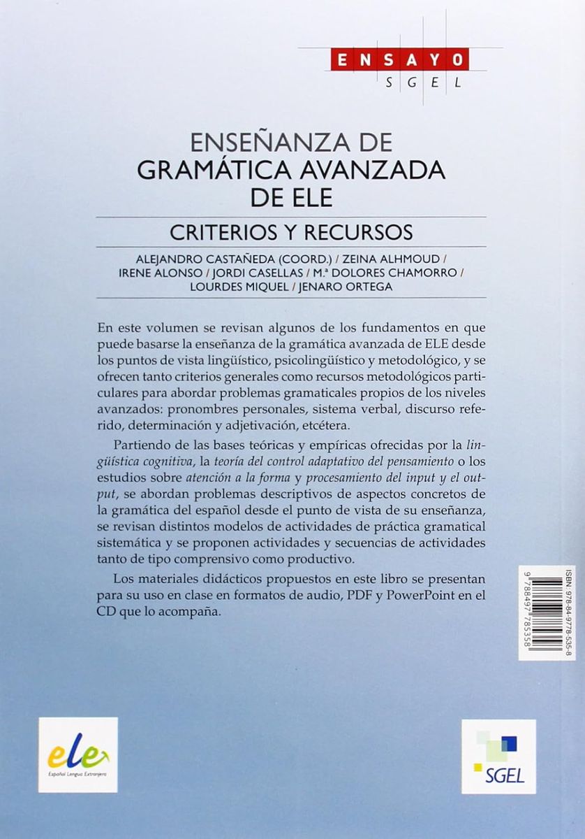 Ensenanza de gramatica avanzada de ELE