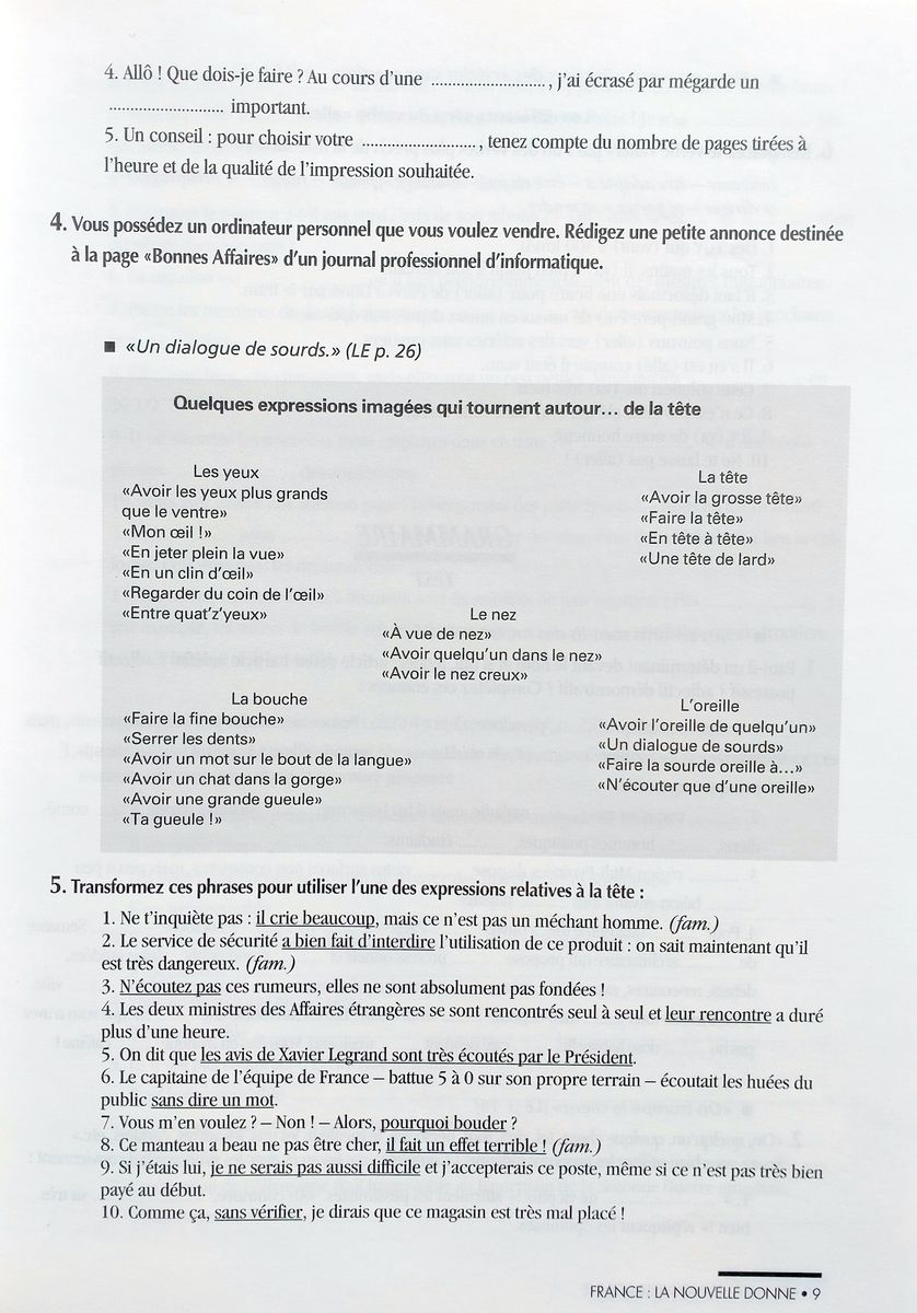 Le Nouveau Sans Frontieres Perfectionnement Cahier d'exercices