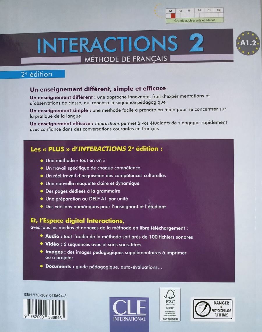 Interactions 2eme edition 2 A1.2 Livre de l’eleve + Audio telechargeable en ligne