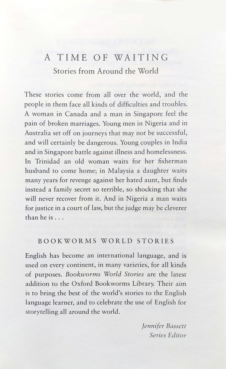 Oxford Bookworms Library 4 A Time of Waiting Stories from Around the World