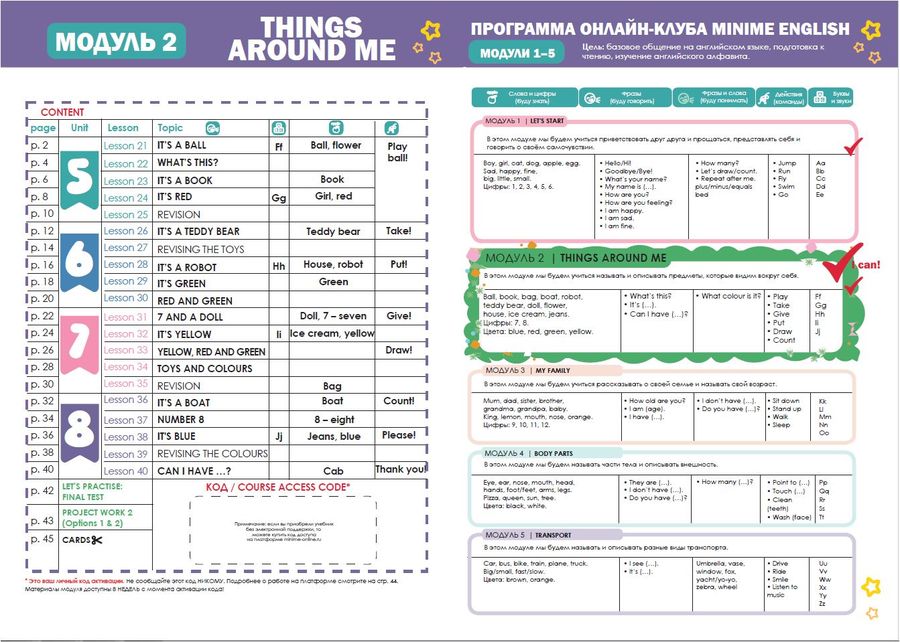 MiniMe English Модуль 2 Things around me печатный учебник