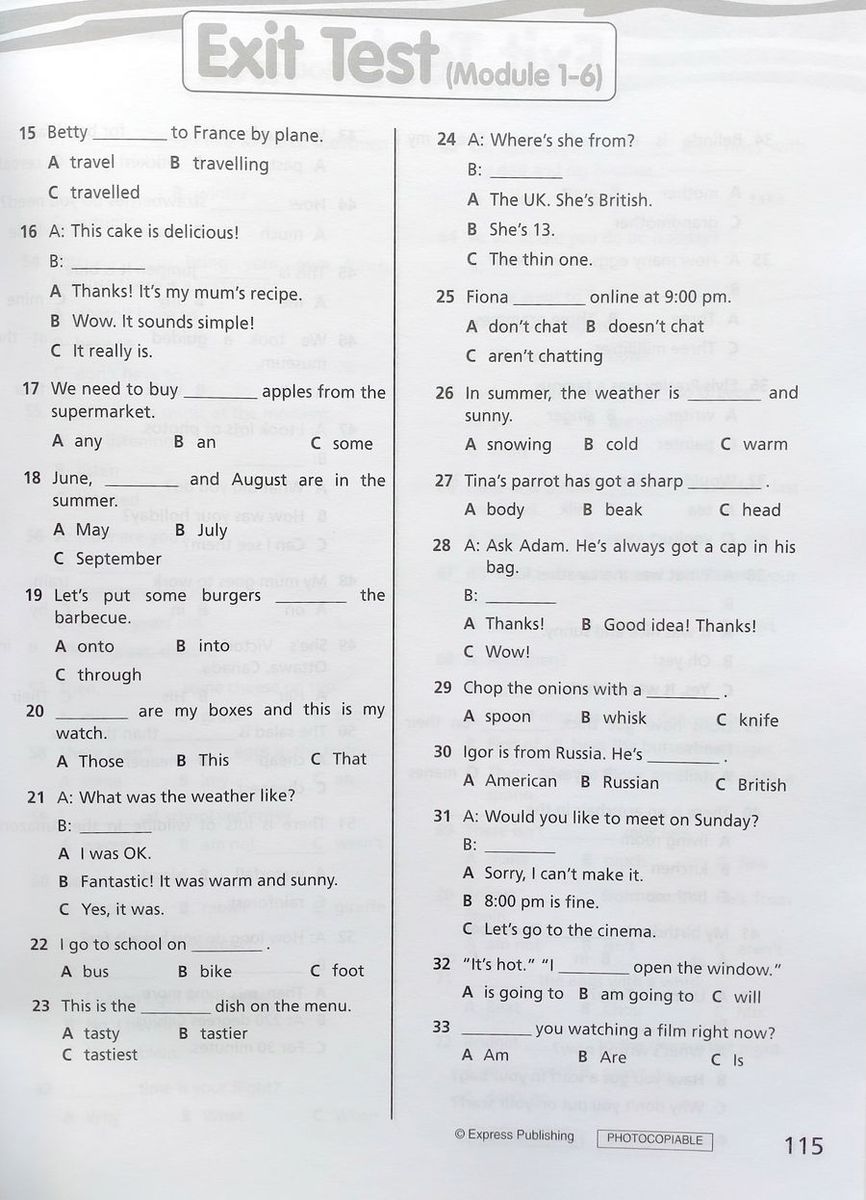 Right On! 1 Test Booklet