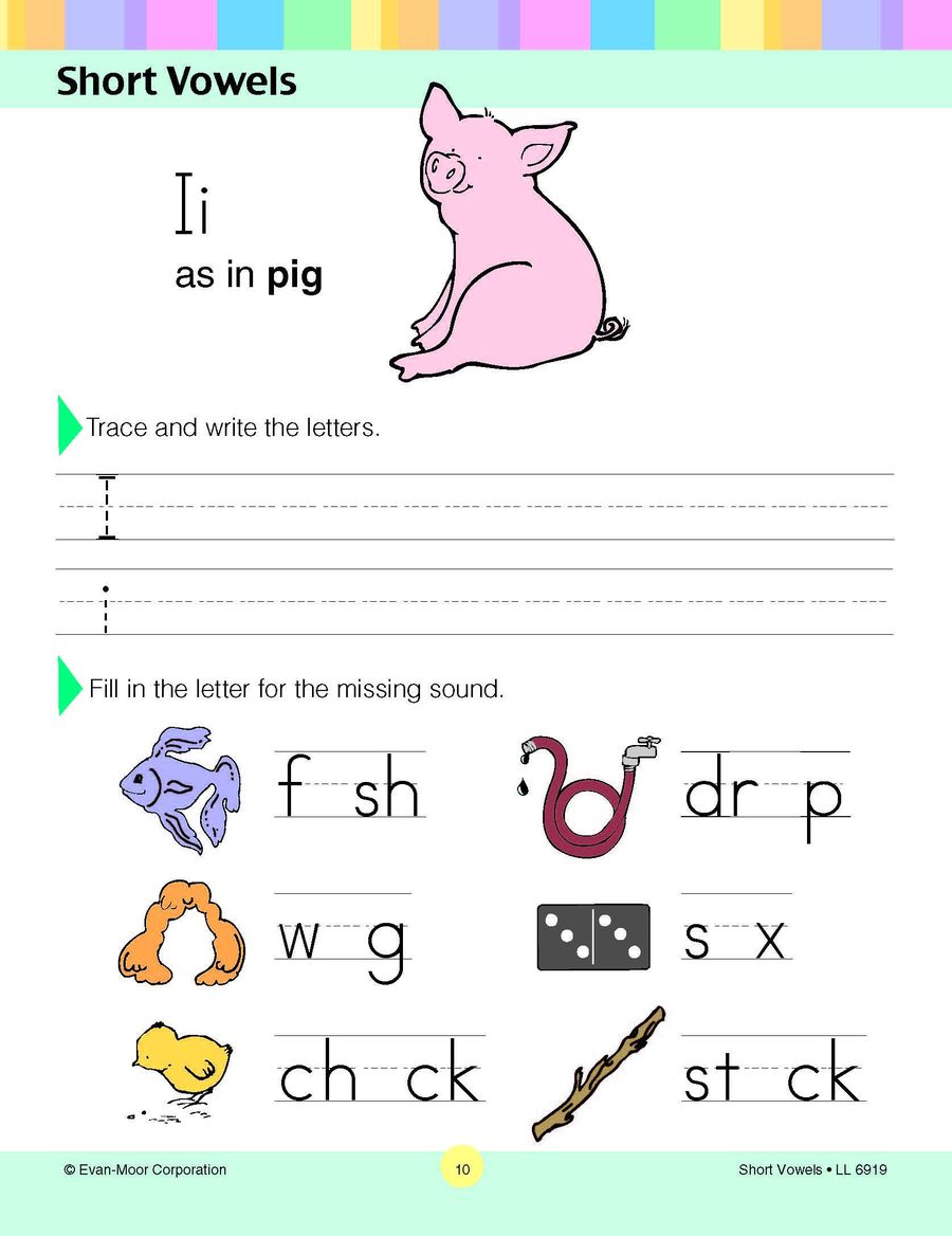 Learning Line Workbooks Short Vowels Grades K-1