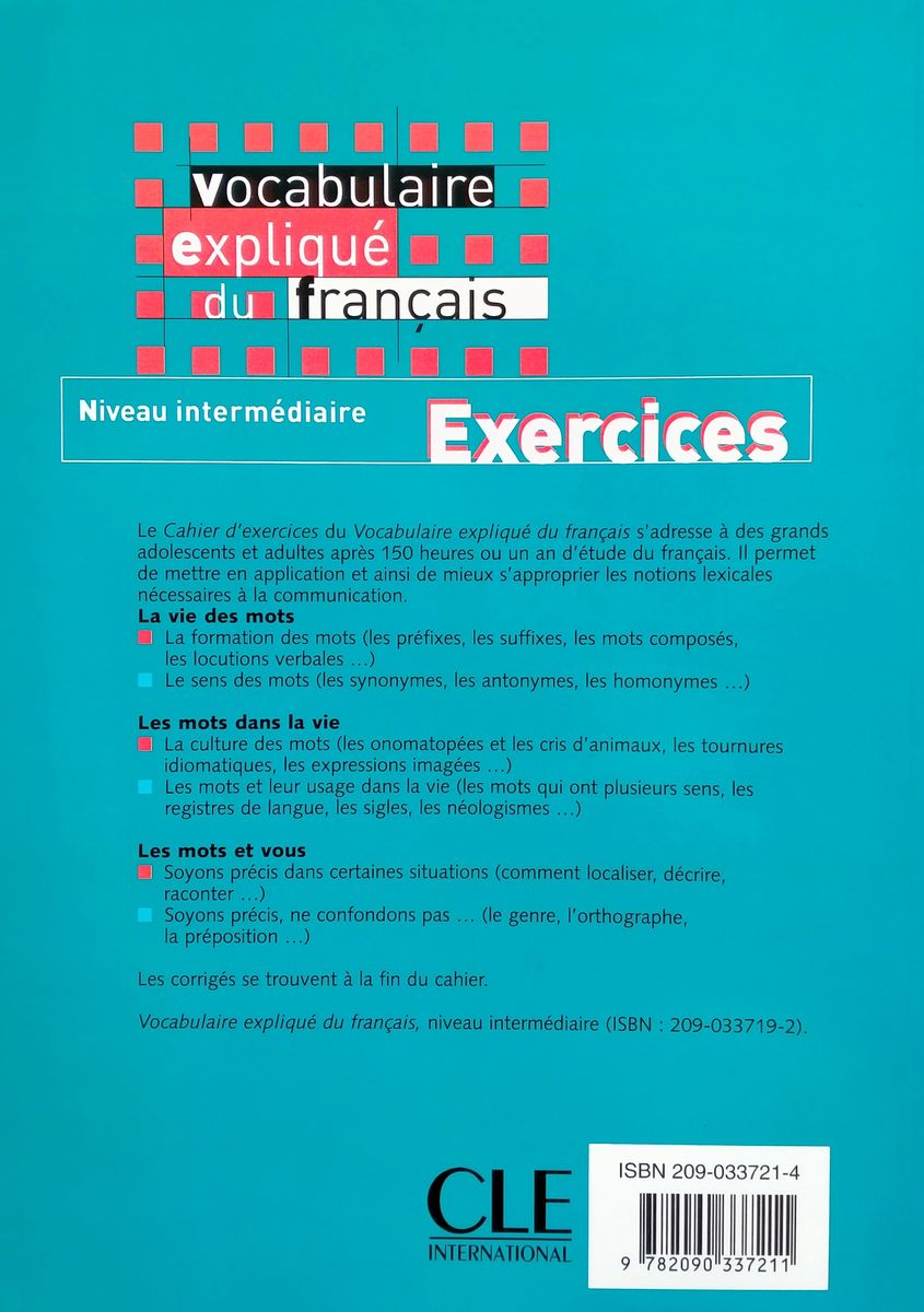 Vocabulaire explique du francais Niveau Intermediaire Exercices