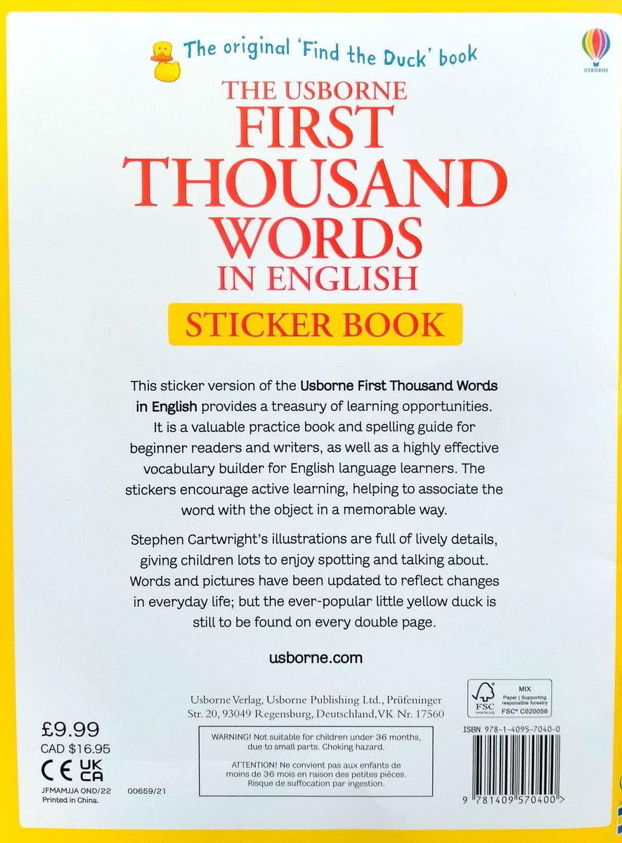 The Usborne First Thousand Words in English Sticker Book