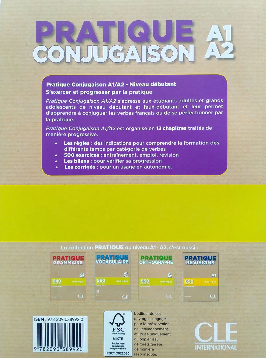 Pratique Conjugaison A1-A2 500 Exercices Livre + corriges