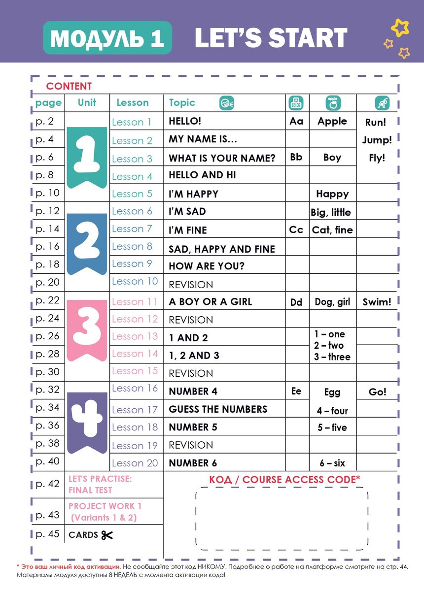 MiniMe English Модуль 1 Let's start печатный учебник