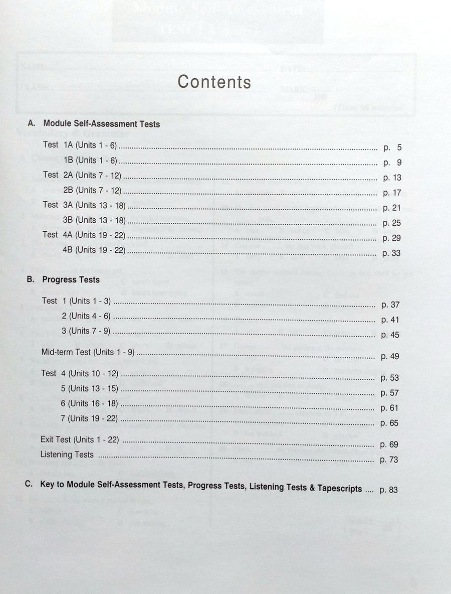 Pre intermediate test booklet