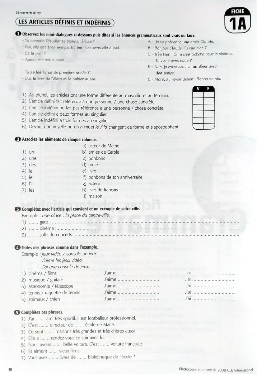 Tout va bien! 1 Fichier complementaire de grammaire et de communication