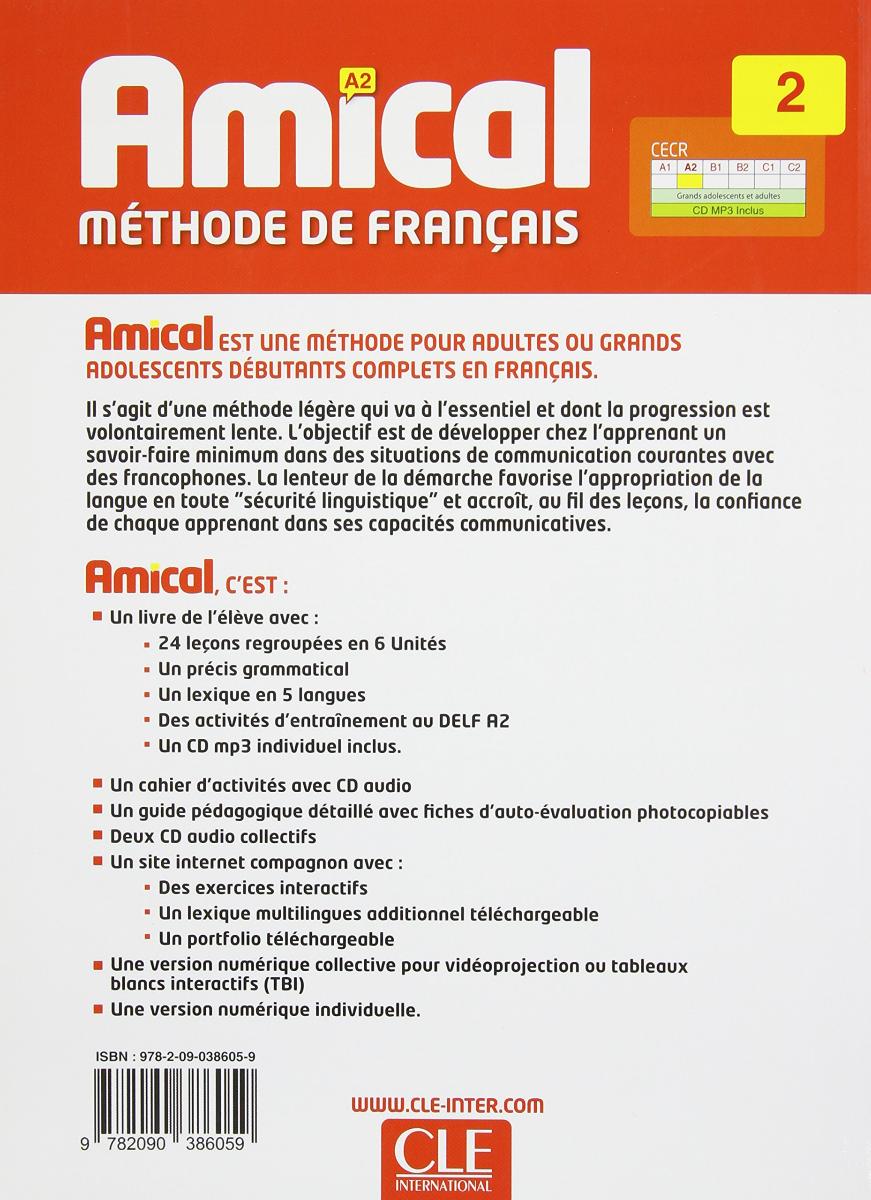 Amical 2 A2 Livre l'eleve + CD audio