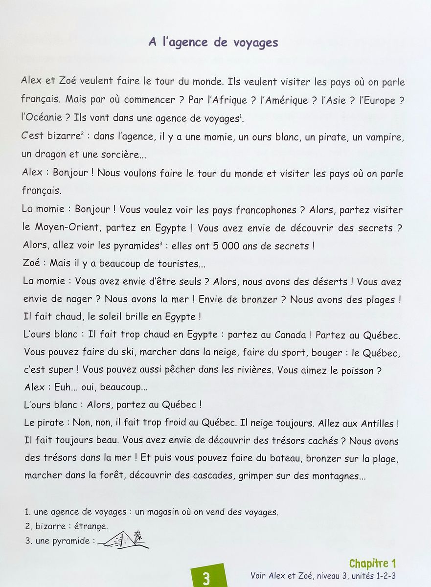 Alex et Zoe 3 Font le Tour du Monde Cahier de Lecture