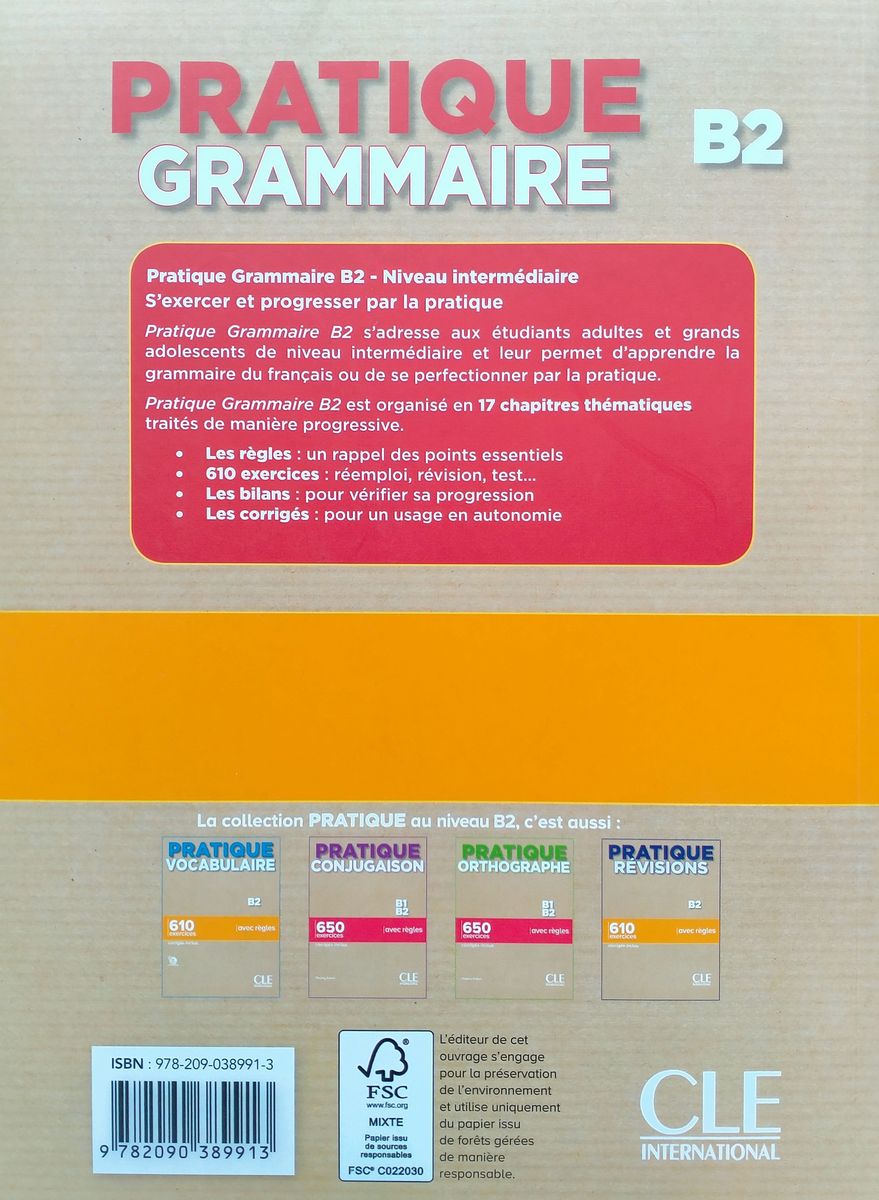 Pratique Grammaire B2 610 Exercices Livre + corriges