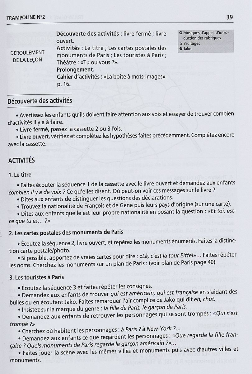 Trampoline 1 Guide de classe