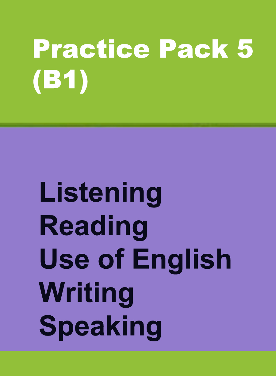 Сборник онлайн-тестов по английскому языку Practice Pack 5 (B1) Listening, Reading, Use of English, Writing, Speaking
