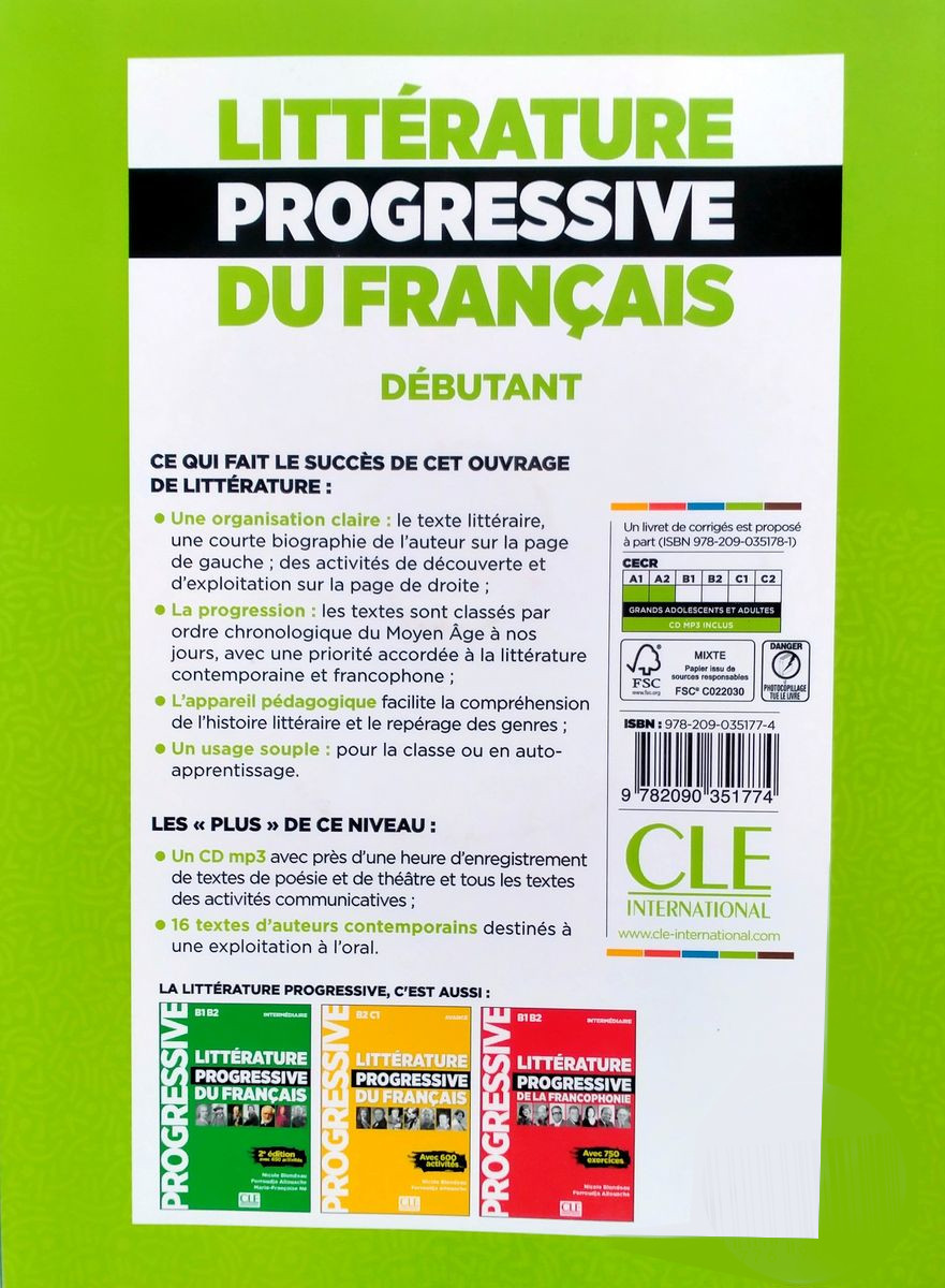 Litterature Progressive du Francais 2eme edition Debutant A1-A2 Livre + CD