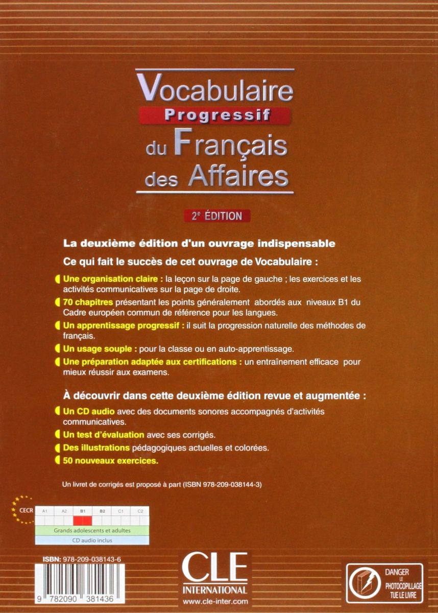 Vocabulaire Progressif du Francais des Affaires 2eme edition Intermediaire B1 Livre + CD