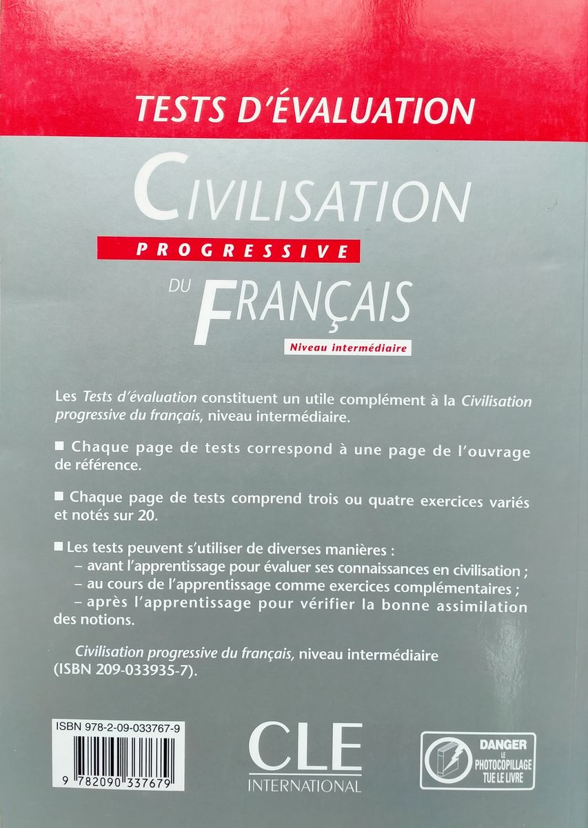 Civilisation Progressive du Francais Intermediaire Tests d'evaluation