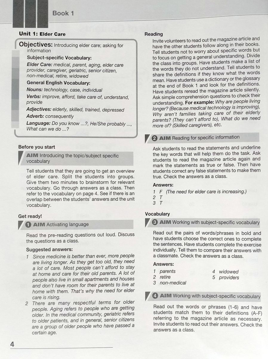 Career Paths Elder Care Teacher's Guide