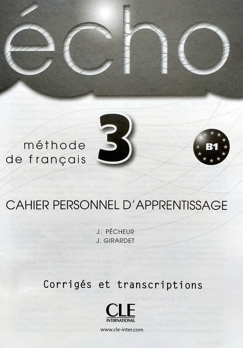 Echo 3 Cahier d'exercices + CD audio