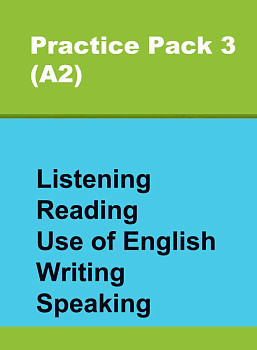Сборник онлайн-тестов по английскому языку Practice Pack 3 (A2) Listening, Reading, Use of English, Writing, Speaking