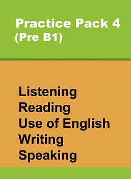 Сборник онлайн-тестов по английскому языку Practice Pack 4 (Pre B1) Listening, Reading, Use of English, Writing, Speaking