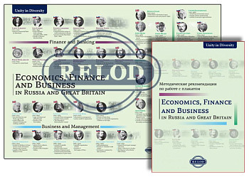 Комплект из плаката Economics, Finance and Business in Russia and Great Britain и методического пособия для учителя